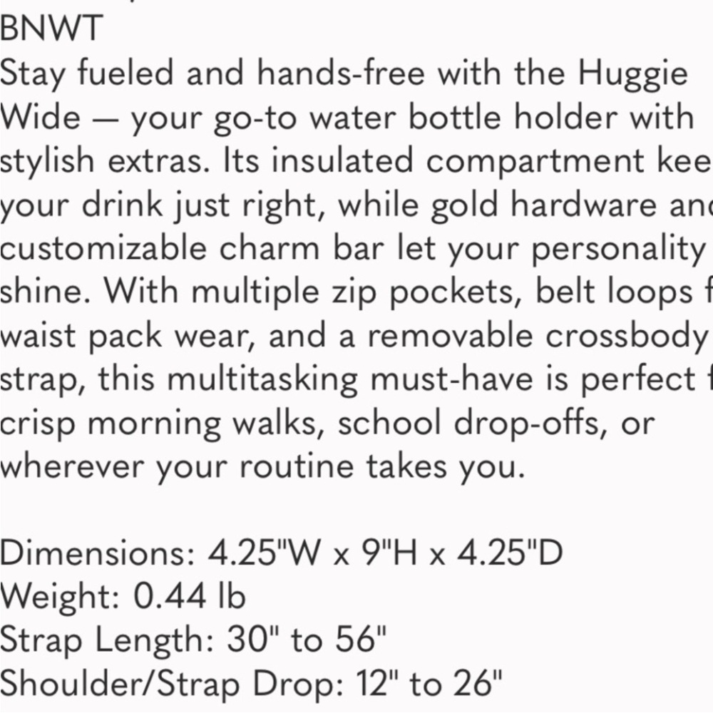 LUG Huggie Wide Crossbody Water Bottle Holder with Charm Bar Metallic Silver - Picture 4 of 5